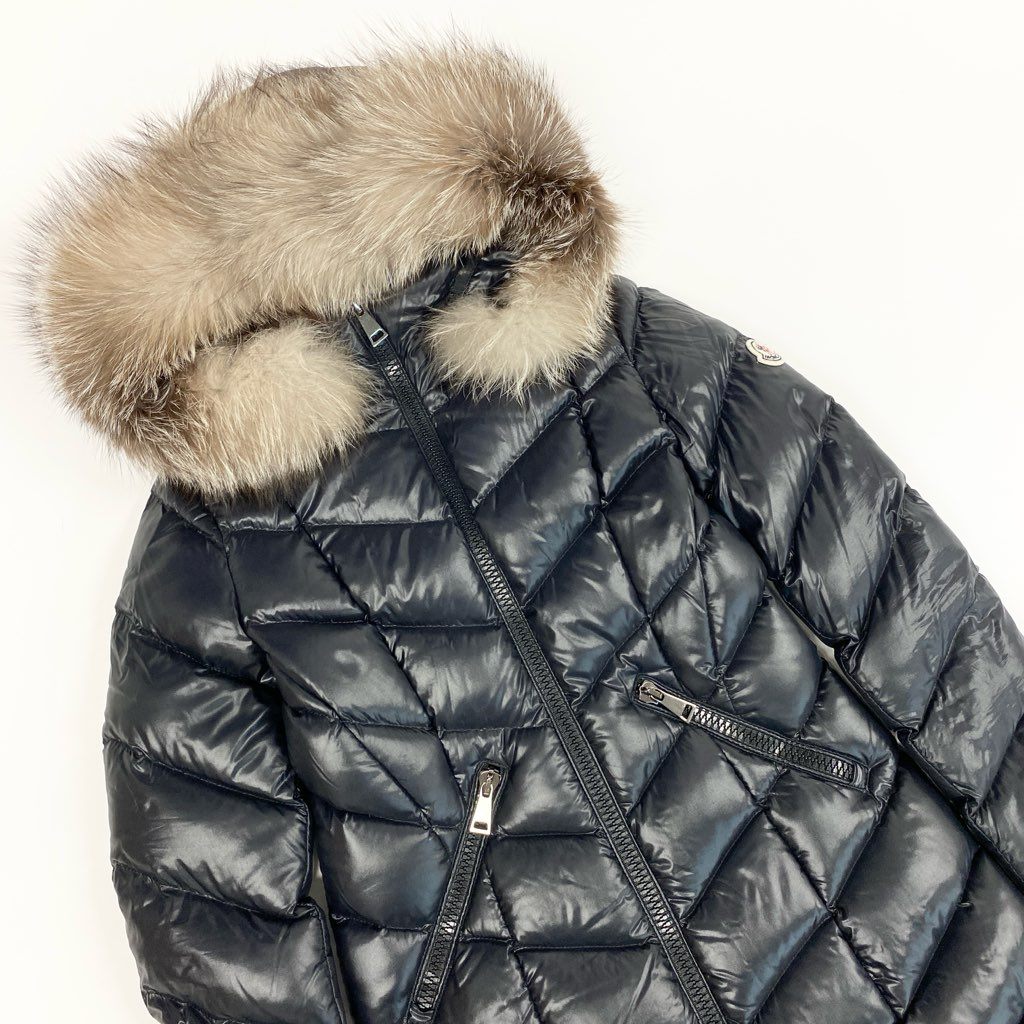 32d3【美品】MONCLER モンクレール FULMARUS フルマラス フォックスファー ダウンコート H20931C00069 FOX FUR DOWN COAT サイズ0 ブラック レディースt18r