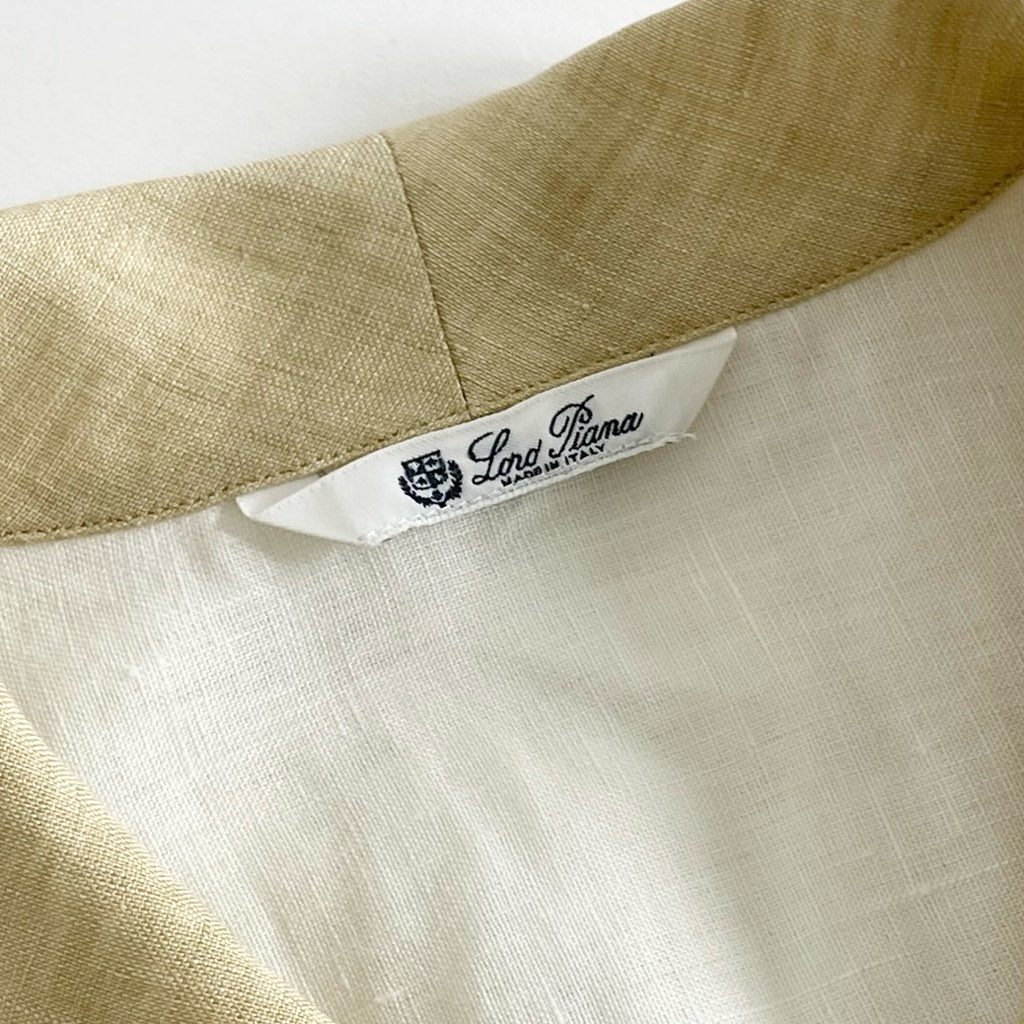 53e1 Loro Piana ロロピアーナ オープンカラー リネンシャツ 42 ホワイト ベージュ LINEN 100％ 長袖 イタリア製 麻 春夏 SHIRT