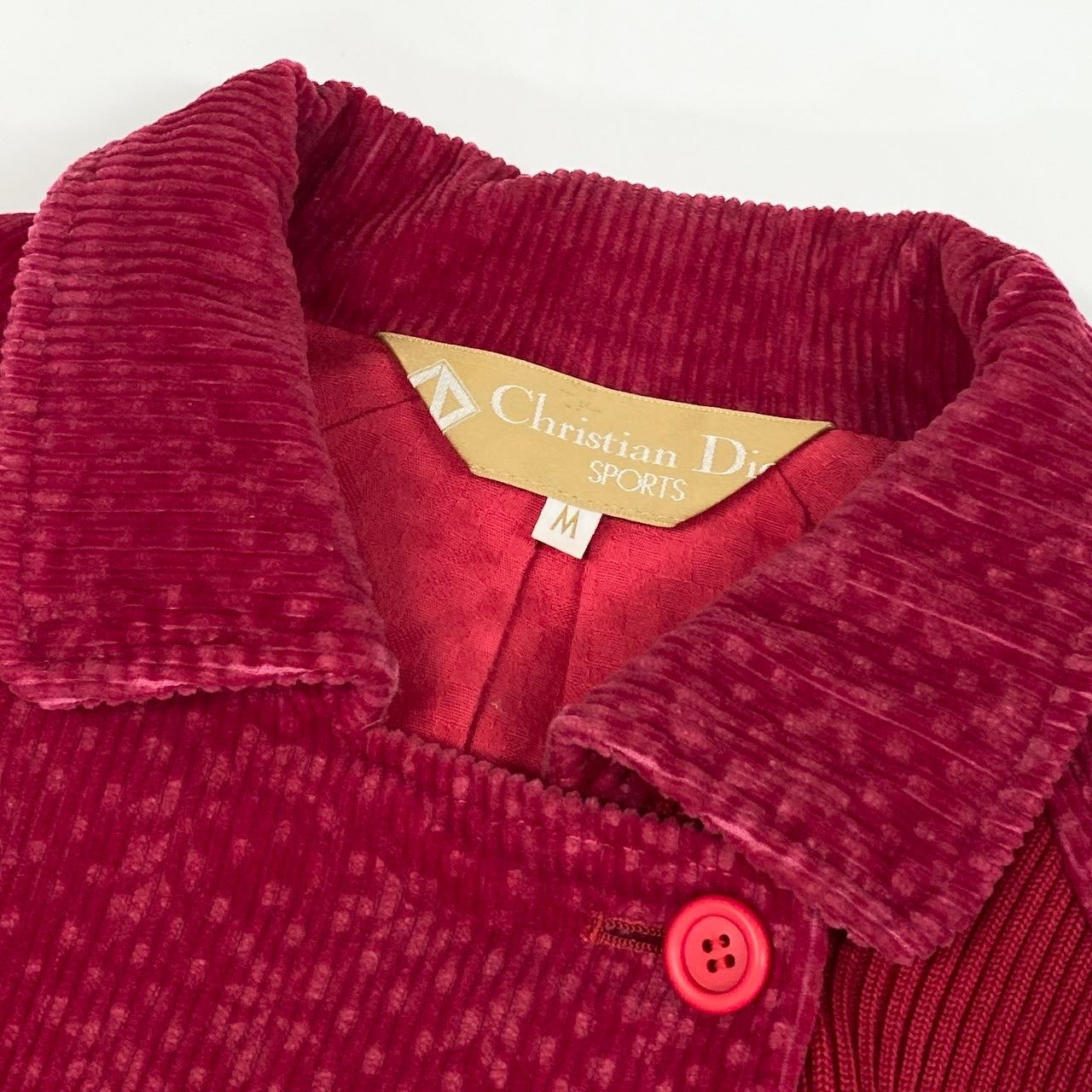 59d28 Christian Dior SPORTS クリスチャンディオール スポーツ コーデュロイジャケット 切替リブニット ダブルボタン サイズM ピンク系 コットンウール レディース 女性服u02t