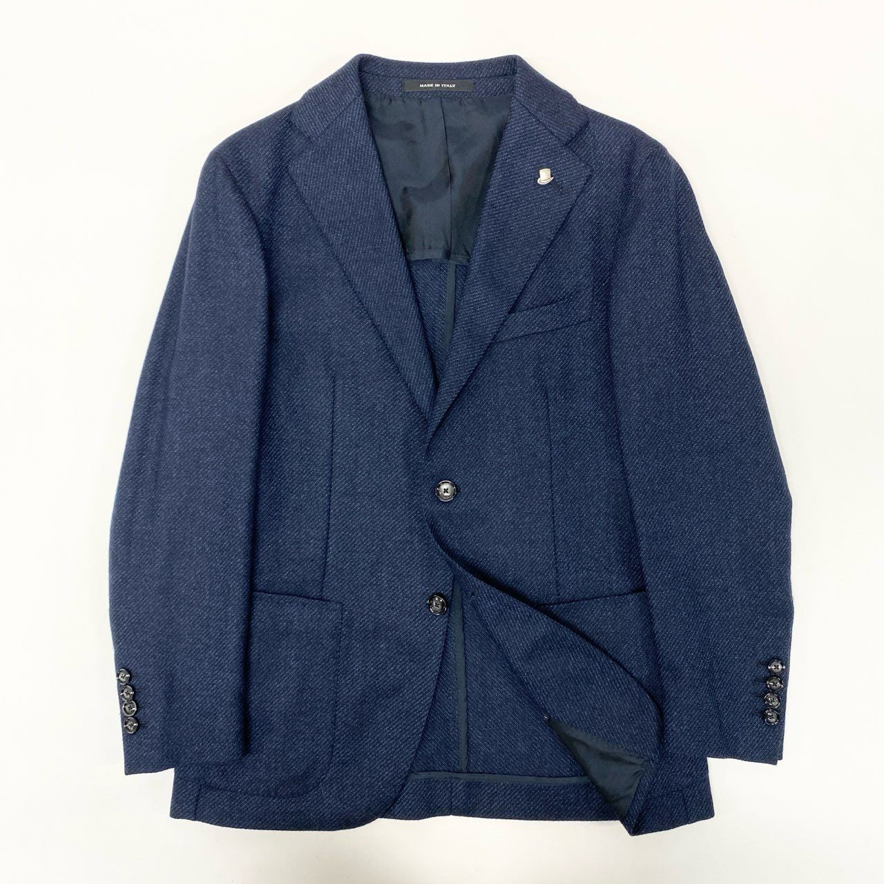 <ピン>TAGLIATORE 新ロゴ ネイビー ウール ジャケット サイズ46 TAGLIATORE/タリアトーレ、2023年春夏は ネイビーのブレザーと