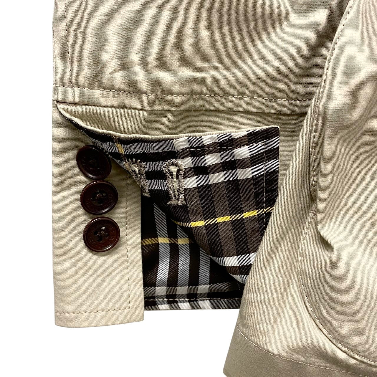 77e18 BURBERRY バーバリー テーラードジャケット ブレザー 背抜き 裏地チェック柄 Lサイズ ベージュ コットン メンズo07t