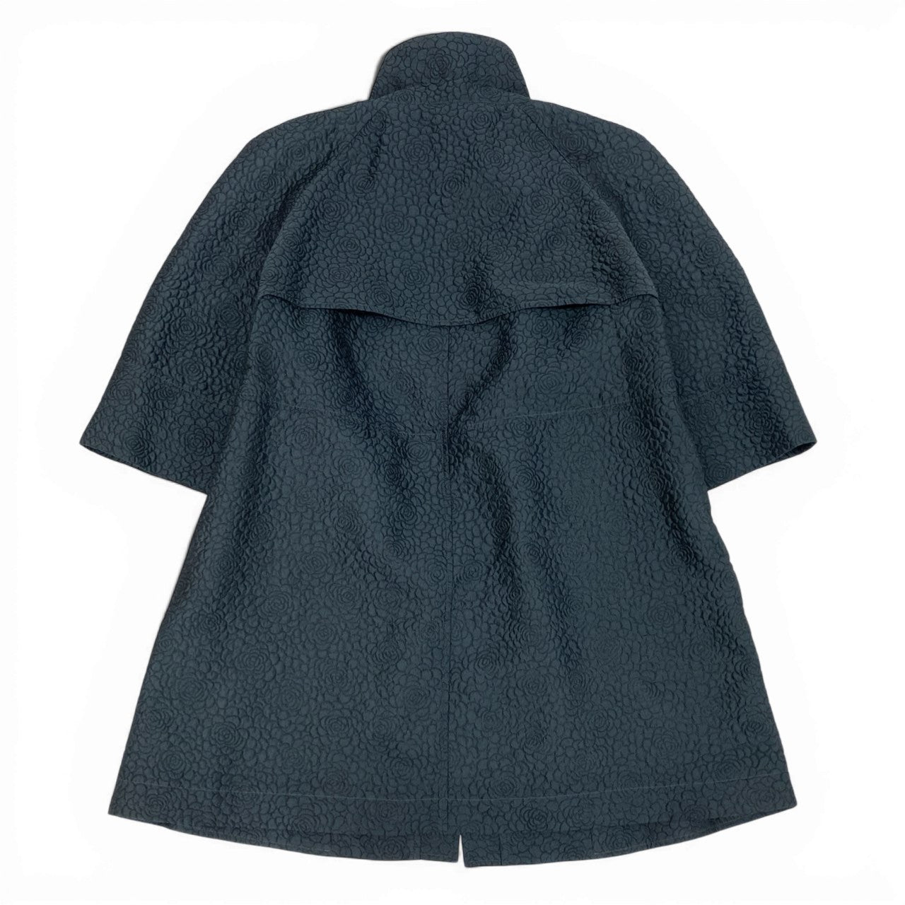 65b10【美品】CHANEL シャネル 2014 カメリア ココマーク スタンド襟 ジャケットコート P46220V33837 38サイズ ネイビー レディース 女性用k02i