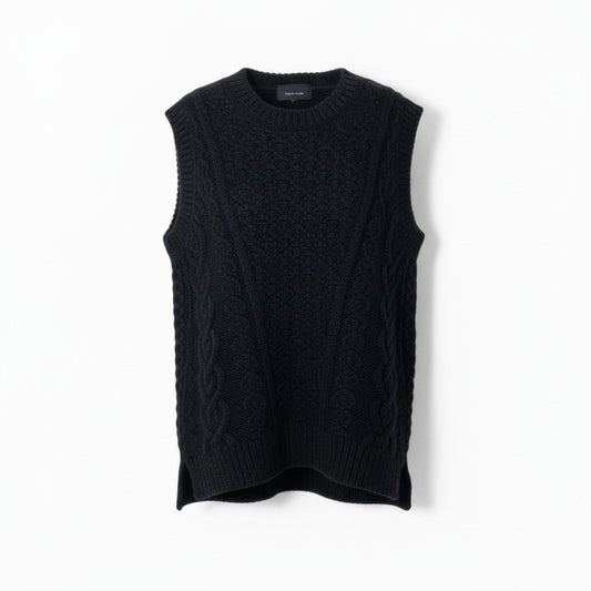 84c27《美品》 Simone Rocha シモーネロシャ スカルプテッド バックオープン ニットベスト サイズS ブラック アルパカメイン タグ付t18r