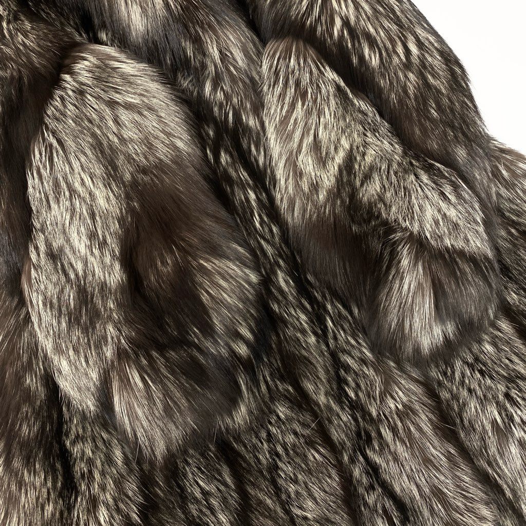 1l27 Canada Fox シルバーフォックス 極厚 ロングコート サイズF 最高級本毛皮 FOX FUR COATt18r