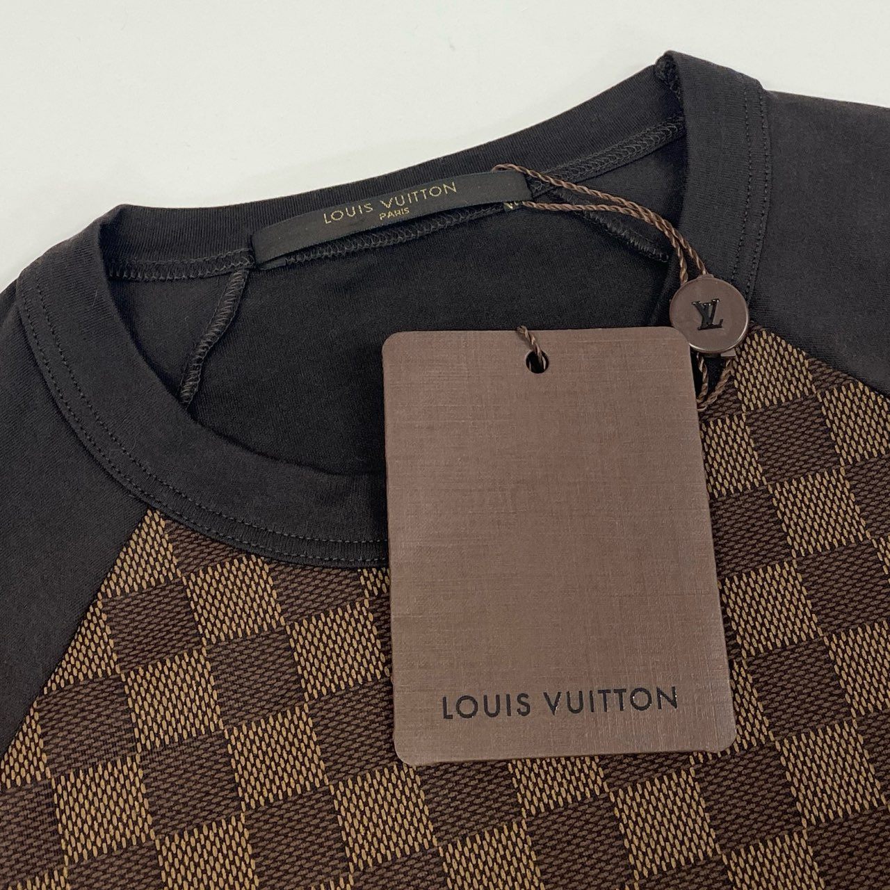 Mc16【未使用】LOUIS VUITTON ルイヴィトン ダミエ Tシャツ 半袖カットソー サイズS ブラウン メンズ トップスta1
