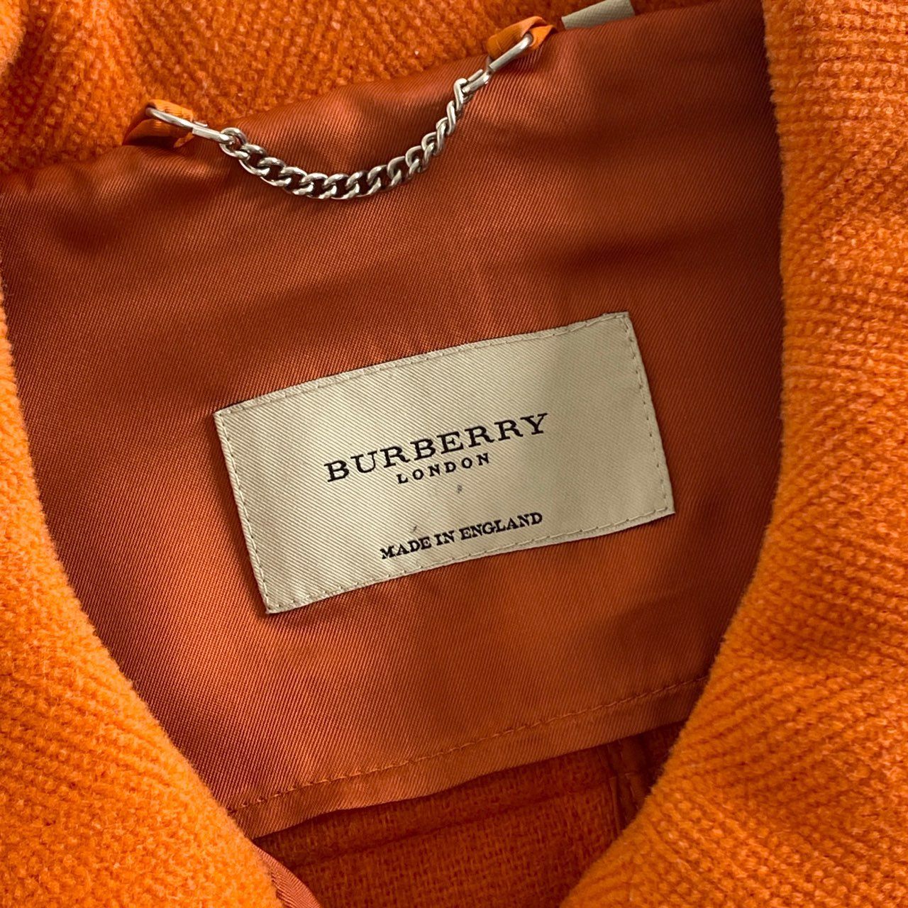 85h28 【英国製】BURBERRY LONDON バーバリーロンドン SPECIALITY DUFFULE スペシャリティ ダッフルコート ショートダッフル L相当 オレンジ レディース アウター