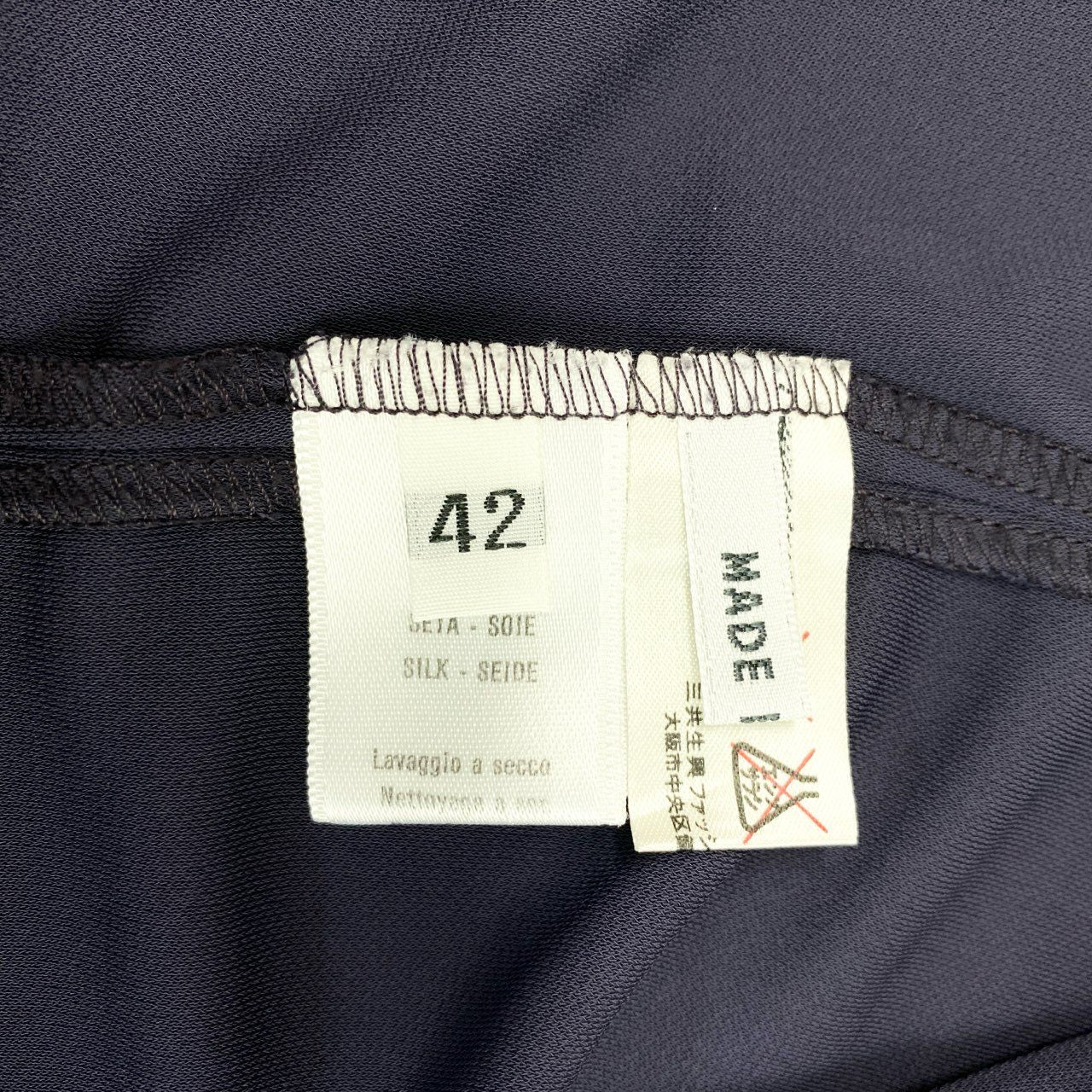 56d13 LEONARD PARIS レオナール セットアップ スカートスーツ フォーマル テーラードジャケット 膝丈スカート 花柄切替 イタリア製 サイズ42 ネイビー シルク100％ レディース 女性用o07t