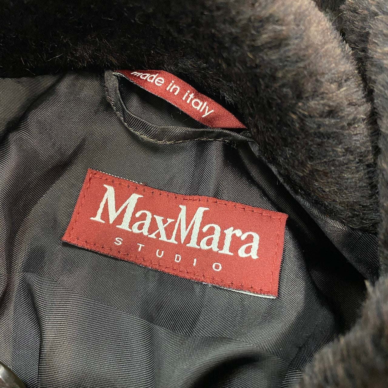 7g15【美品】 MaxMara マックスマーラ スタンドカラーコート ボリュームネック ダブルブレスト アルパカ混 サイズ40 ブラウン レディース 女性用u02t
