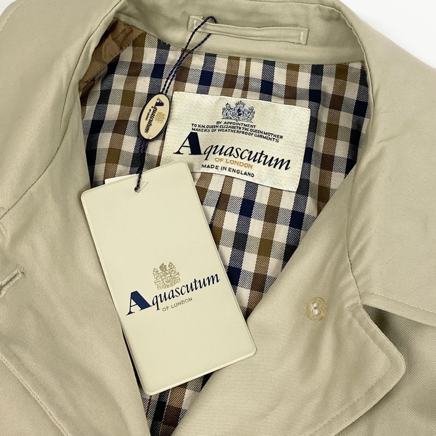 35L19 【美品】Aquascutum アクアスキュータム ステンカラーコート トレンチコート ロングコート アウター 6サイズ ベージュ コットン100％ レディースu02t
