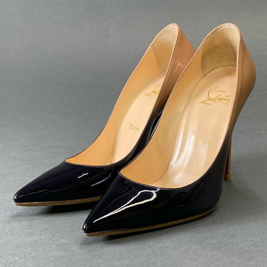 9g9 Christian Louboutin クリスチャンルブタン グラデーション ポインテッドトゥ パンプス サイズ37 ブラック ベージュ レディース