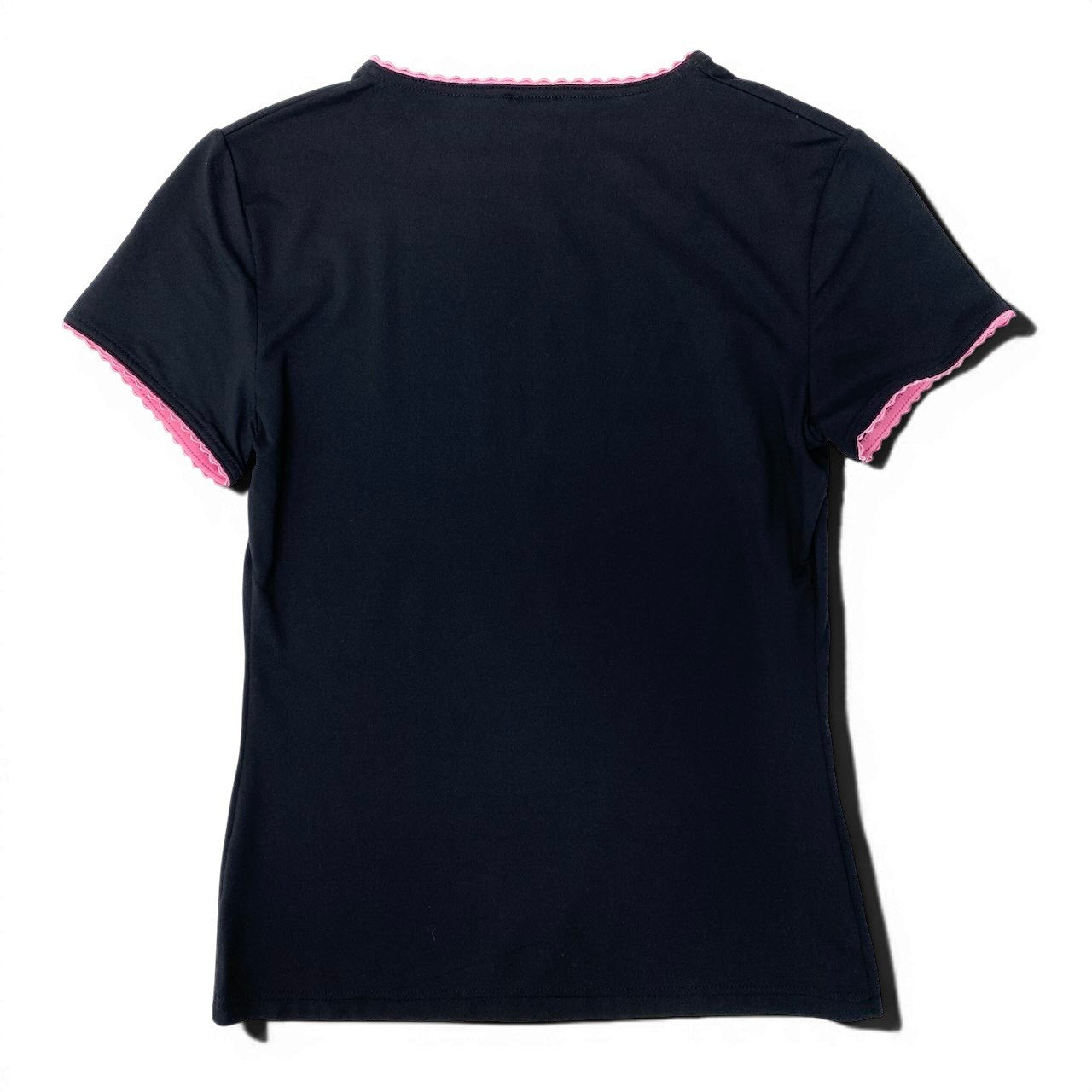 e10 VERSACE 半袖Tシャツ ゴシックロゴ ラインストーン レース Mサイズ ブラック ピンク レディース 女性用k02i