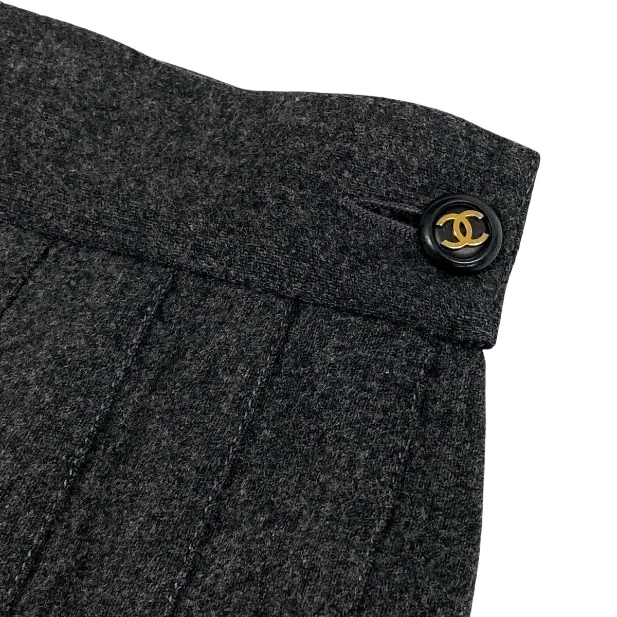 Ch11 CHANEL 1994AW プリーツスカート ミニスカート 38サイズ グレー ウール100％ レディース 女性用k02i