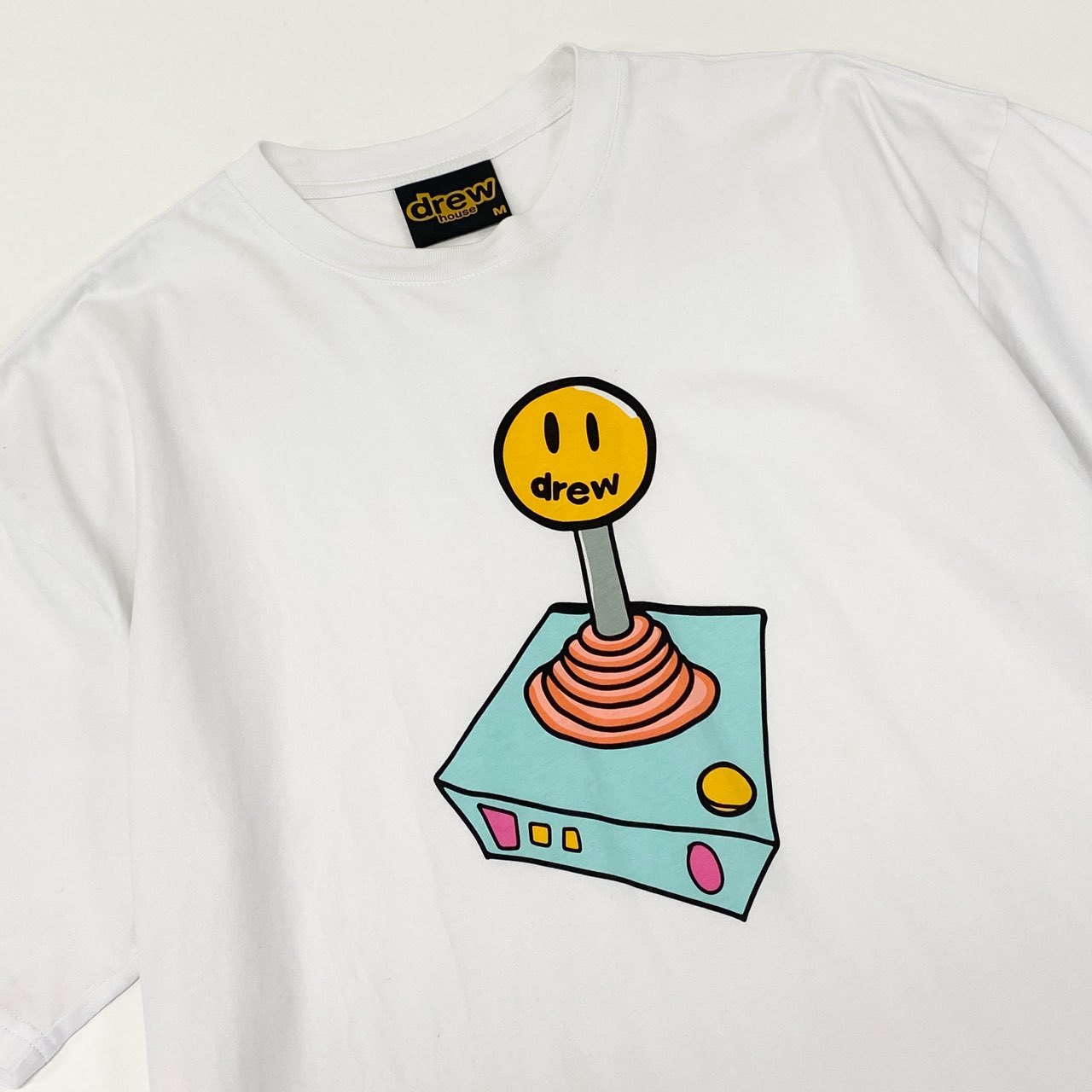 53e23 drew house ドリューハウス  joystick t-shirt プリントTシャツ カットソー クルーネック Mサイズ ホワイト コットン
