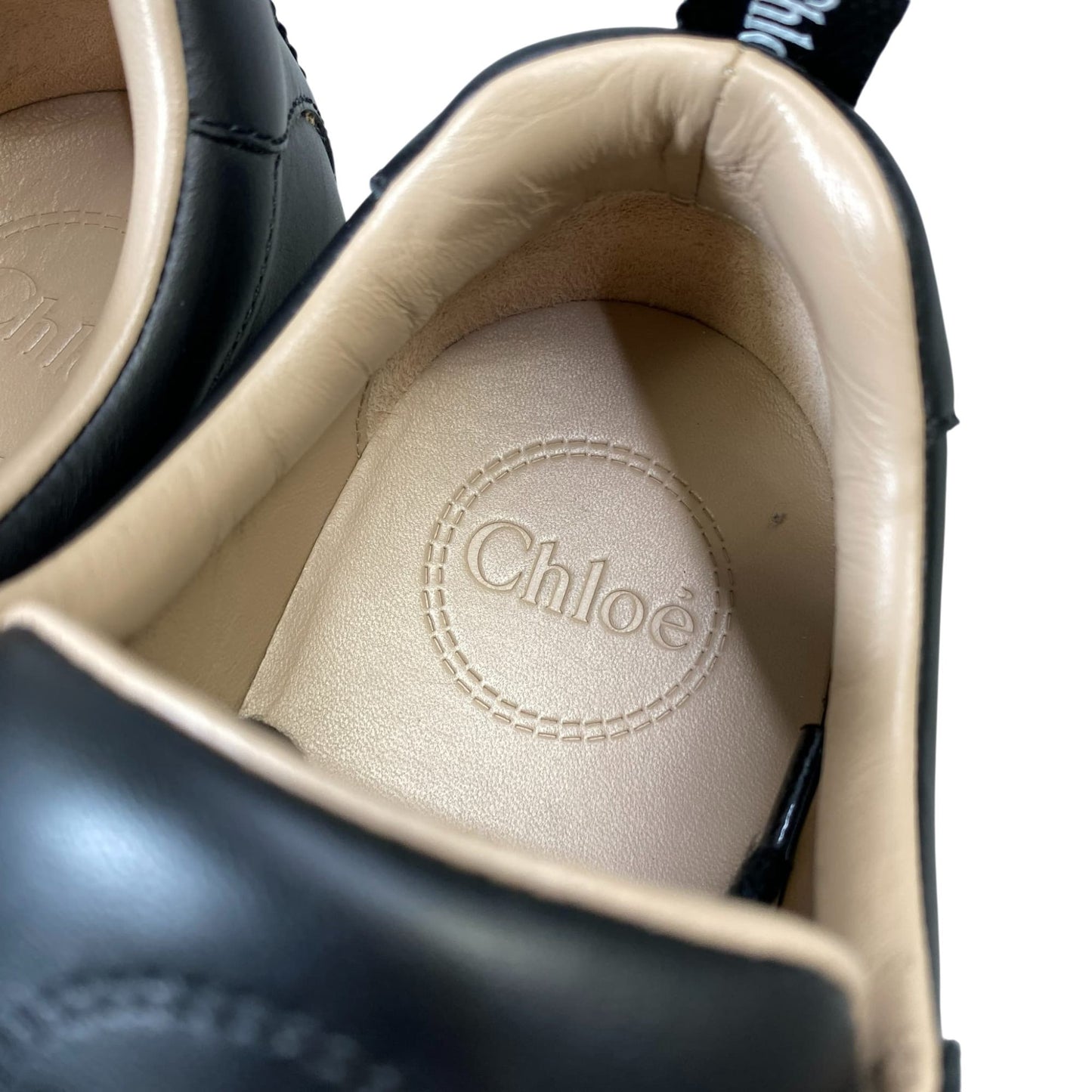 1A10 Chloe クロエ ローカットスニーカー レザースニーカー スム―スカーフスキン 38サイズ ブラック ホワイト レディースk02i