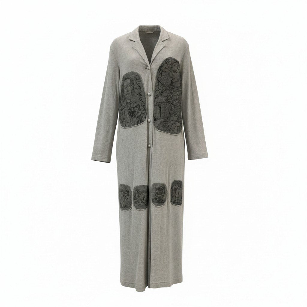 67k20 TOKUKO 1er VOL トクコプルミエヴォル ロングカーディガン 羽織り ワンピース ウール混 9 グレー系 レディースu02t