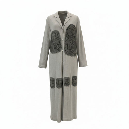 67k20 TOKUKO 1er VOL トクコプルミエヴォル ロングカーディガン 羽織り ワンピース ウール混 9 グレー系 レディースu02t