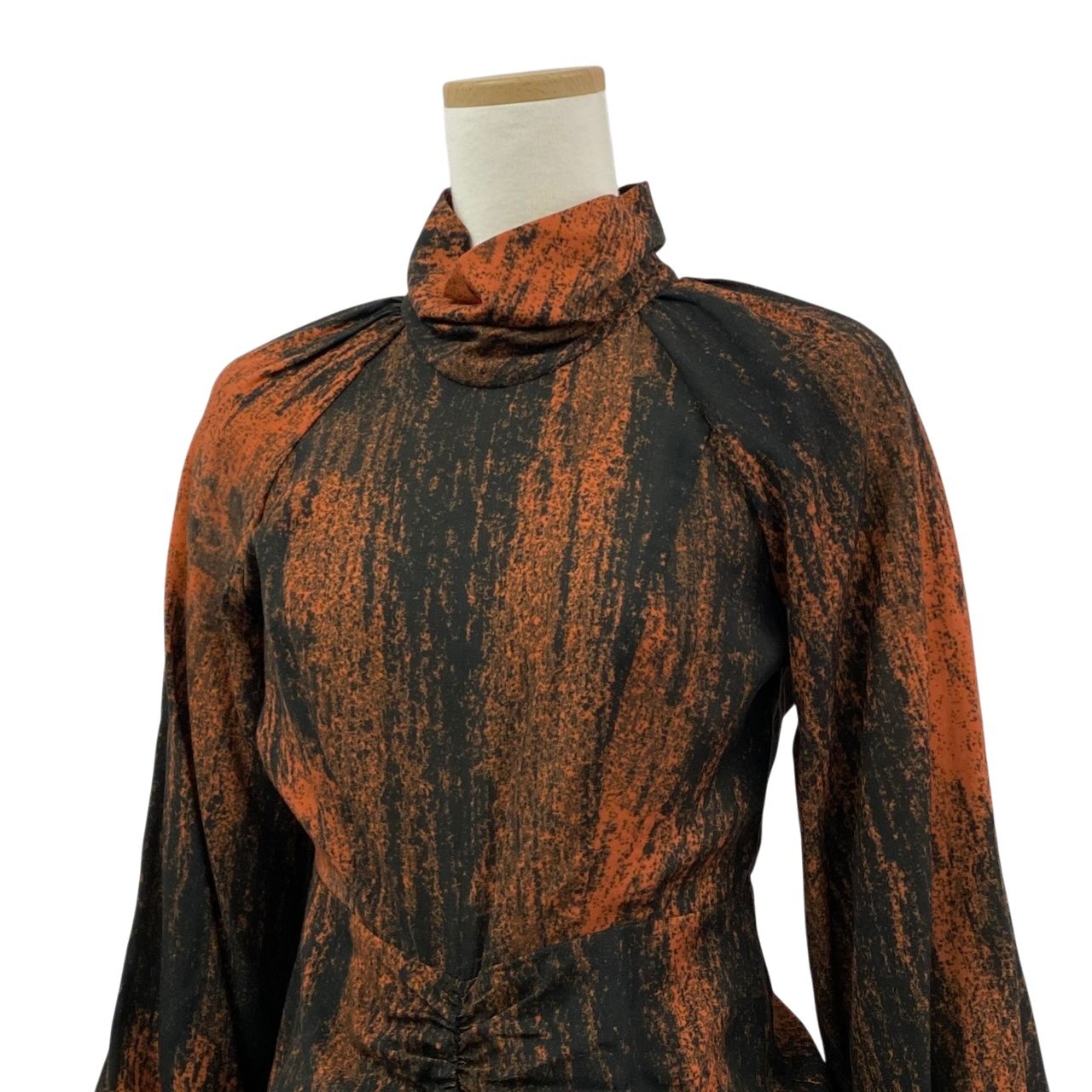 Ac24 《タグ付》 定価￥74,800 JOHN LAWRENCE SULLIVAN ジョンローレンスサリバン 25AW プリントギャザーロングドレス ワンピース ALL OVER PRINT GATHERED DRESS サイズS オレンジt18r