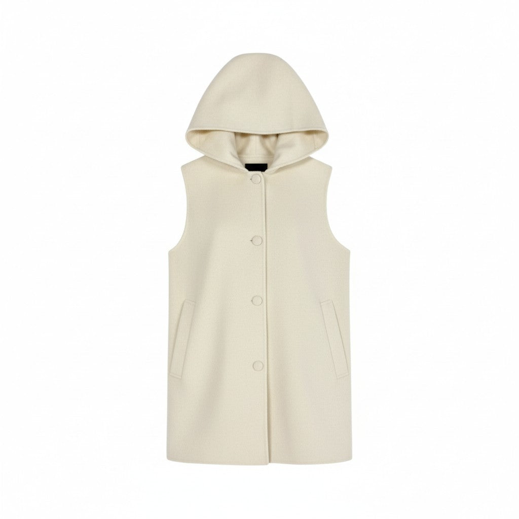 12L15 Theory セオリー CLAIRENE VEST DF フーディベスト 羽織り アウター カシミヤ混 S オフホワイト ウールカシミヤ レディースk02i