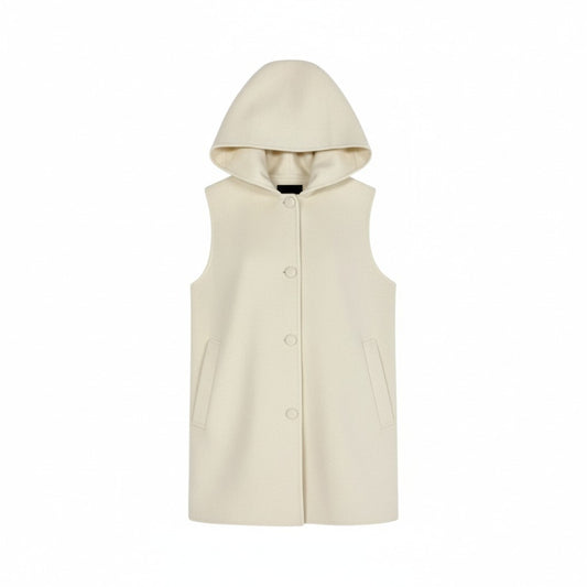 12L15 Theory セオリー CLAIRENE VEST DF フーディベスト 羽織り アウター カシミヤ混 S オフホワイト ウールカシミヤ レディースk02i