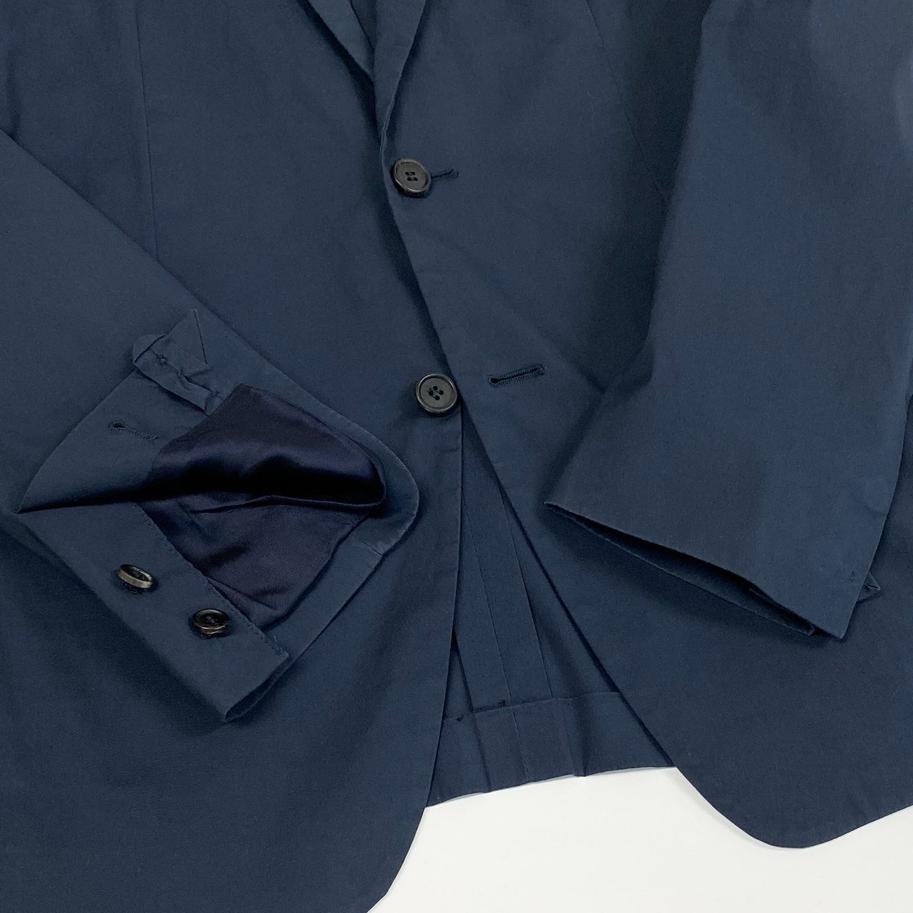 53a19 PRADA プラダ テーラードジャケット アンコンジャケット 伸縮ストレッチ メンズ 紳士服 SD119 S211 Z21 サイズ48 ネイビーo07t