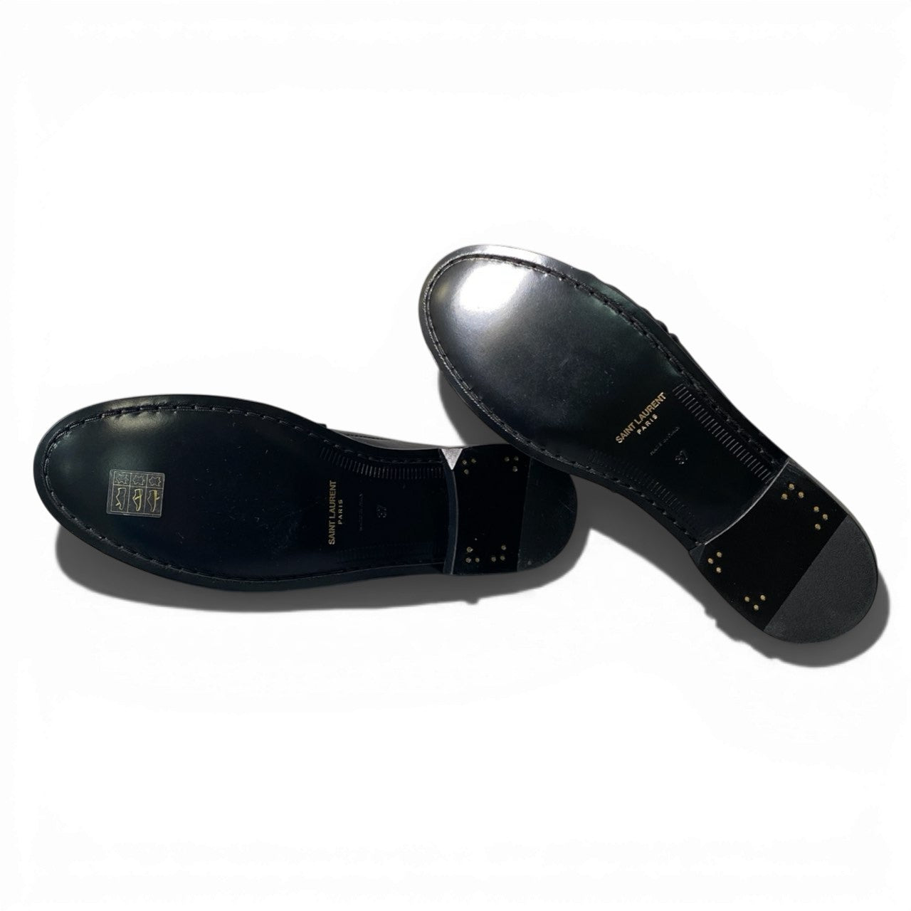 c17 【未使用】SAINT LAURENT サンローラン ル ローファー サイズ37 ブラック ソフトシャイニーレザー レディース 靴 レザーシューズk02i