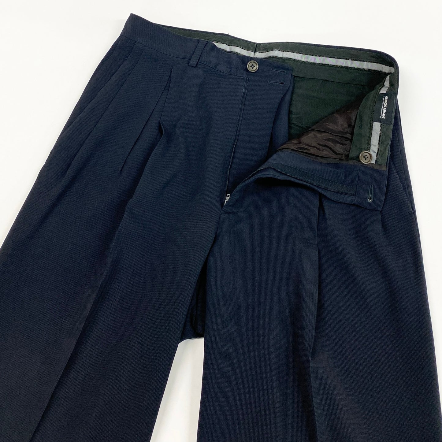 52l20 GIORGIO ARMANI ジョルジオ アルマーニ イタリア製 ダブルプレスト セットアップ スーツ ジャケット パンツ 48 ネイビー ウール メンズo07t