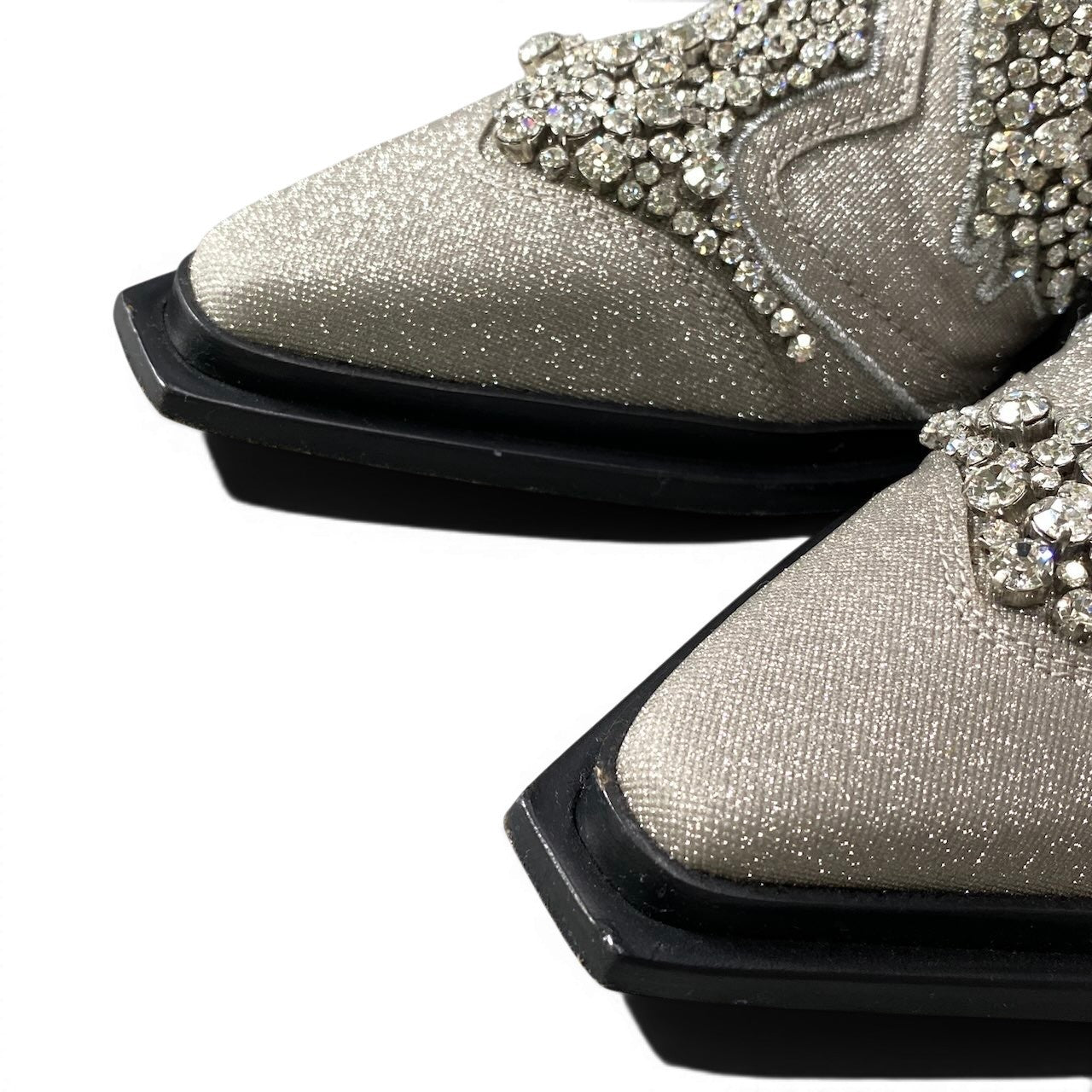 1g7 JIMMY CHOO ジミーチュウ 24ss Cece 60mm グリッターミュール ミドルヒール 36 1/2 シルバー レディースu02t