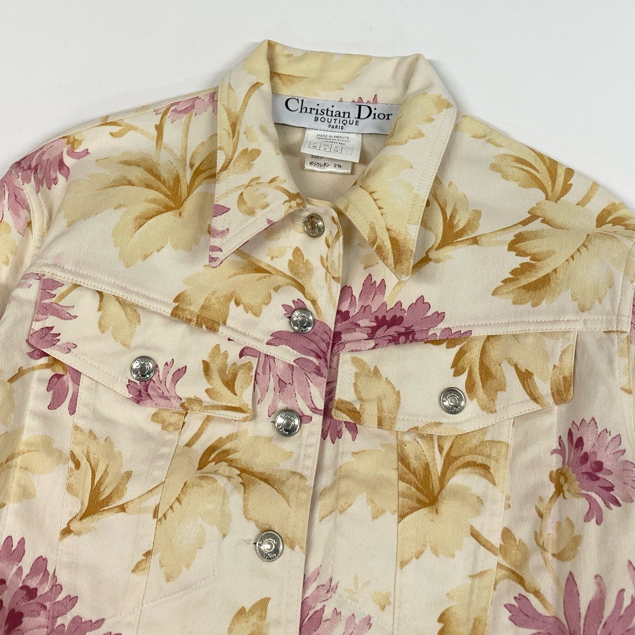 Ib19 Christian Dior クリスチャンディオール ヴィンテージ ガリアーノ期 フラワーデニムジャケット クロップドジャケット サイズ36 マルチカラー レディース 女性用 トップスta1