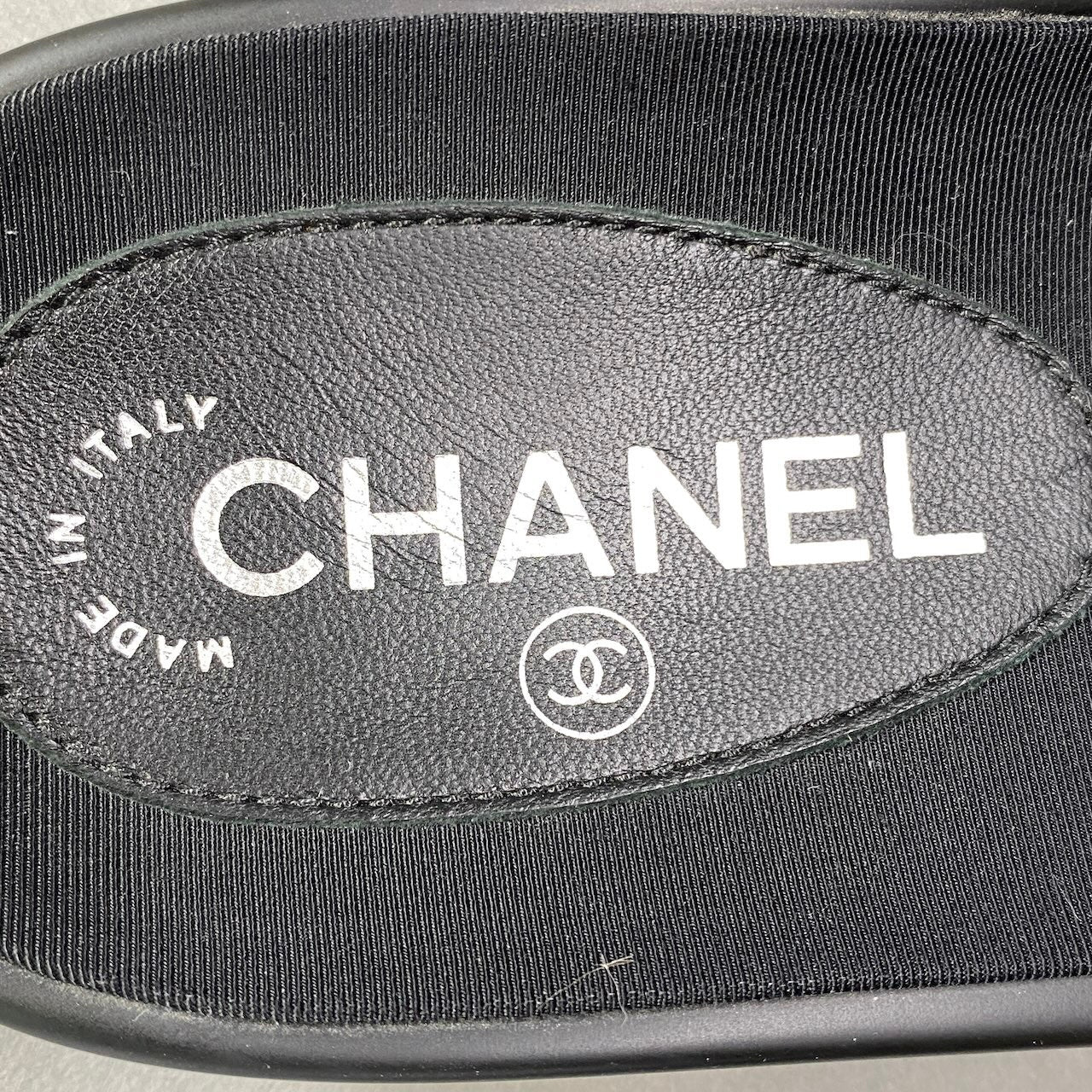 e18 【美品】CHANEL カメリア メッシュサンダル G43754 39サイズ ブラック レディース 女性用k02i