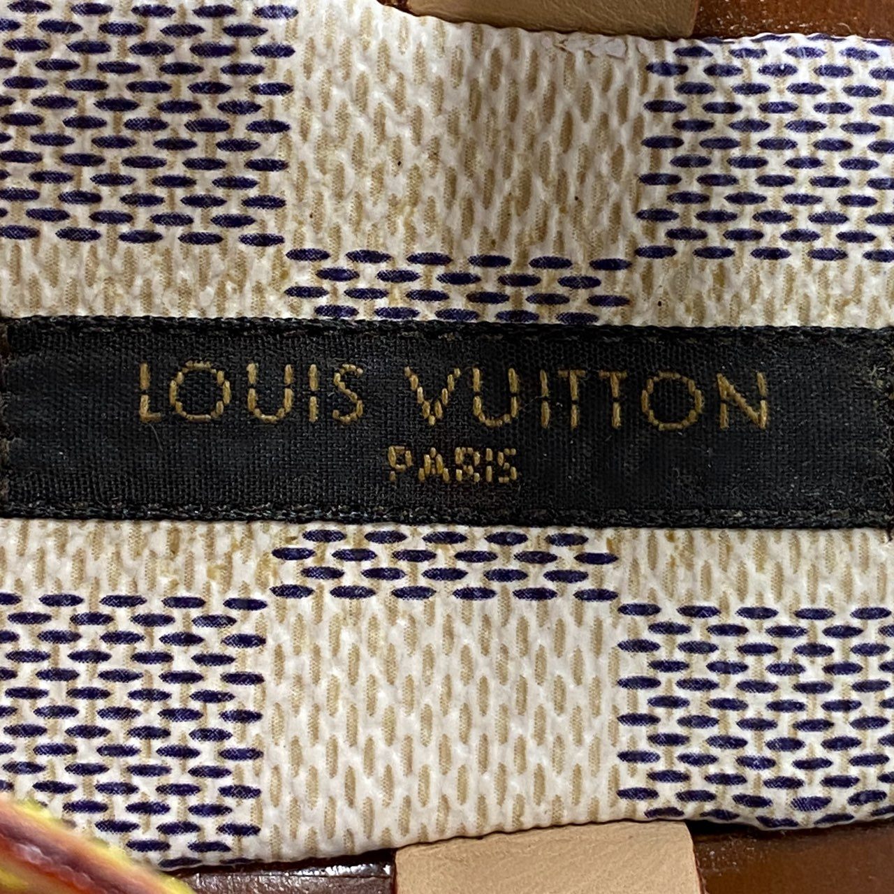 5f28 LOUIS VUITTON ルイヴィトン ダミエ アズール ロープストラップ ヒールサンダル 36 1/2 ホワイト ブラウン レザー イタリア製 シューズ パンプス