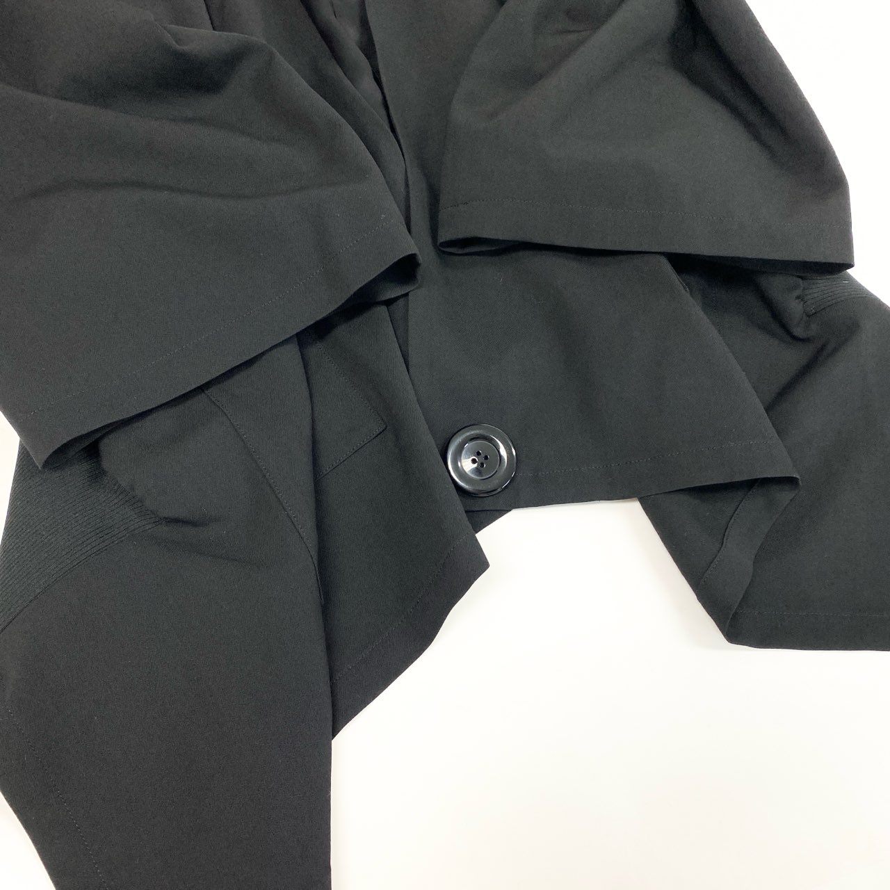 13b10 《美品》 LIMI feu リミフゥ ウールギャバジン 変形ジャケット 着物羽織 和装 ブラック ウール レディース ヨウジヤマモトk02i