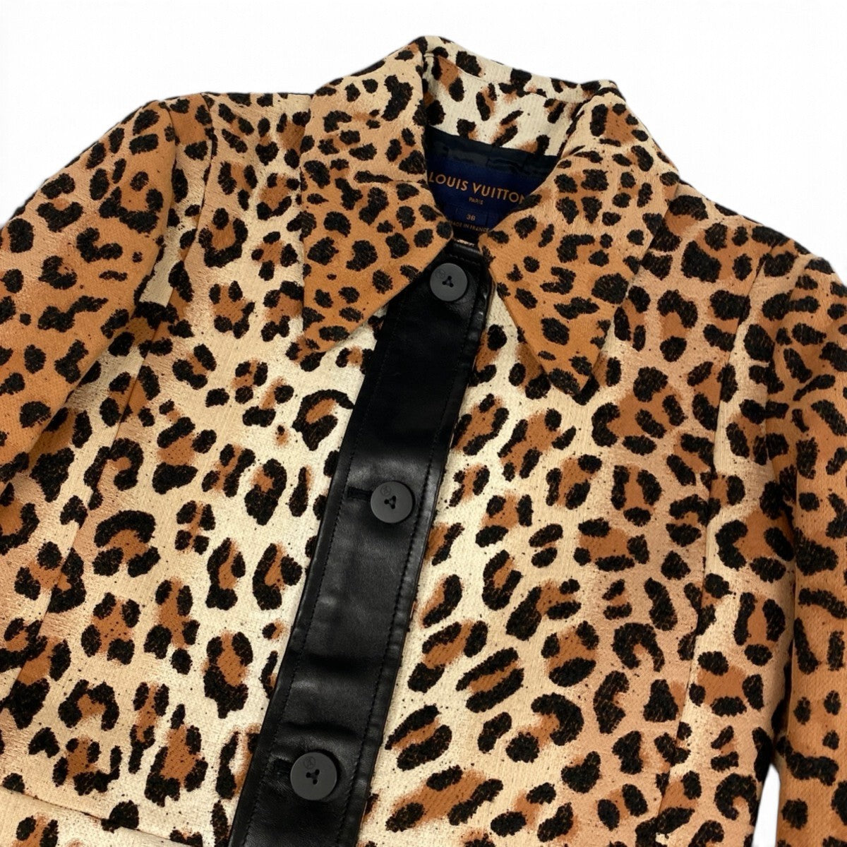 Ij19 【未使用】 LOUIS VUITTON ルイヴィトン 2018aw プレフォールコレクション レオパード テクニカル ウールコート RW181A GFA FECO90 サイズ38 ブラウン レディースu02t