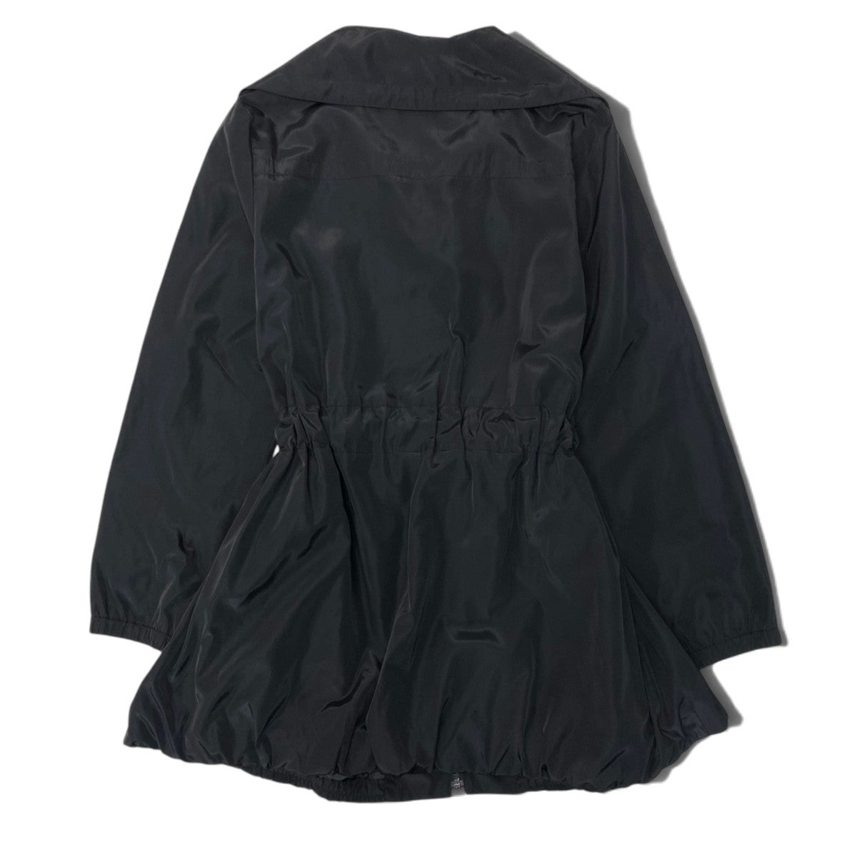 93j21 Aquascutum アクアスキュータム スタンドカラージャケット ライトアウター クラブチェック柄 ミドル丈 ウエストベルト 175/96Aサイズ ブラック ポリエステル100％ レディース 女性用u02t