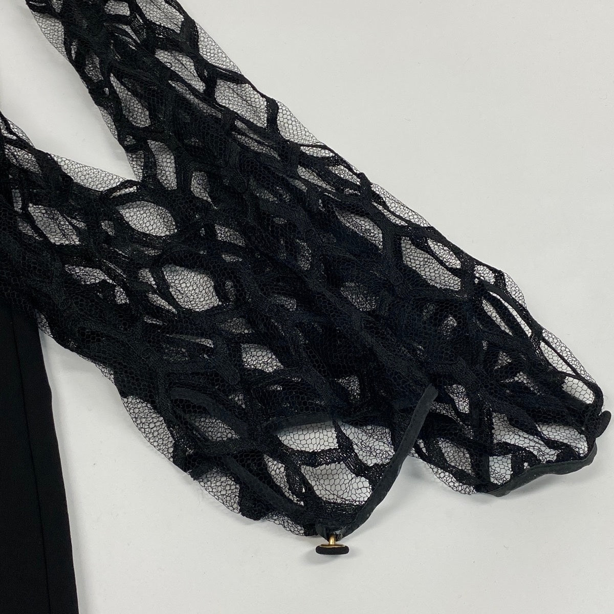 54j6 GUCCI グッチ ロングドレスワンピース メッシュスリーブ ボートネック イタリア製 Lサイズ ブラック レディース 女性用u02t