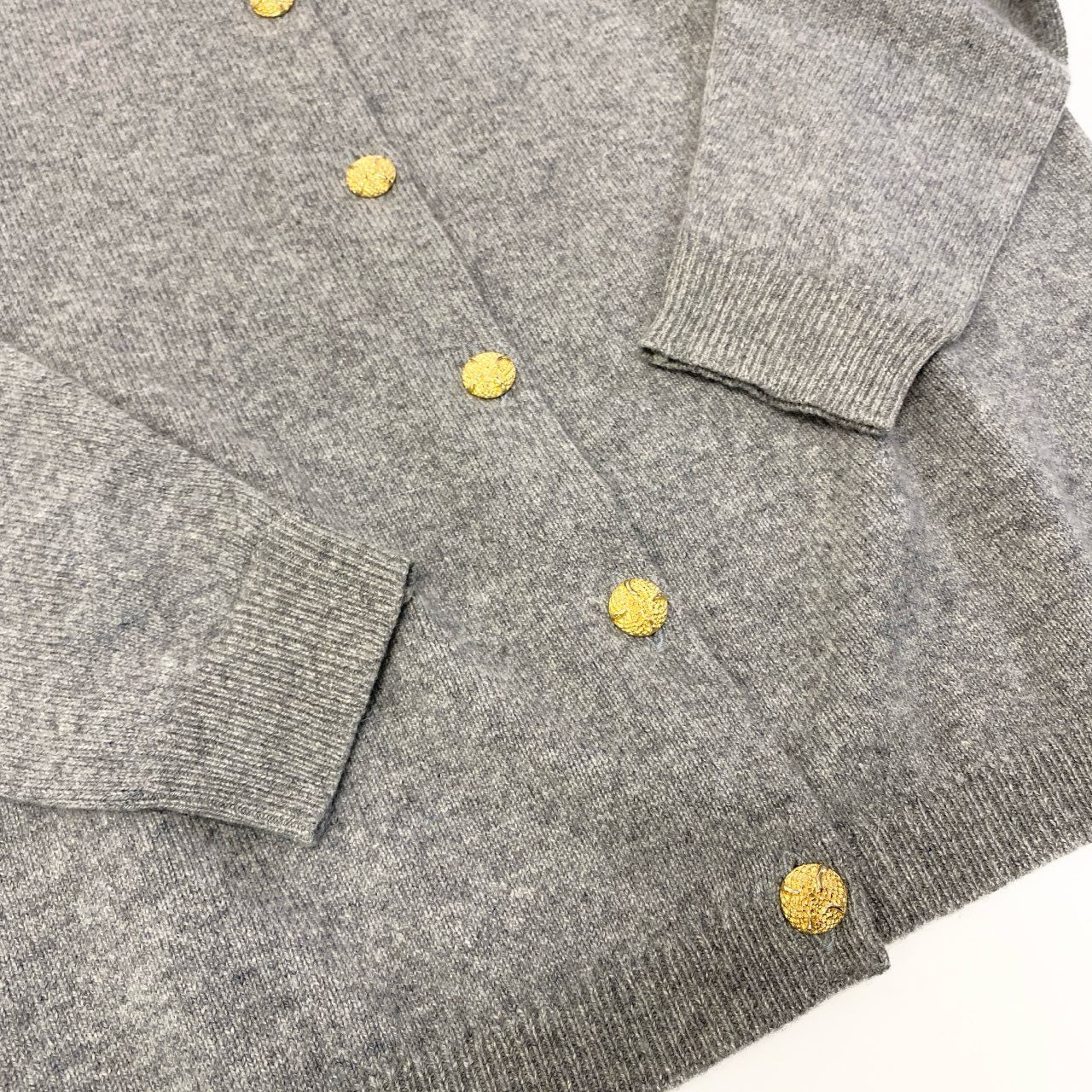 27a9 Ballantyne バランタイン ピュアカシミヤ 100％ ニットカーディガン サイズ44 グレー Pure Cashmere Knit Cardigan 金ボタンt18r