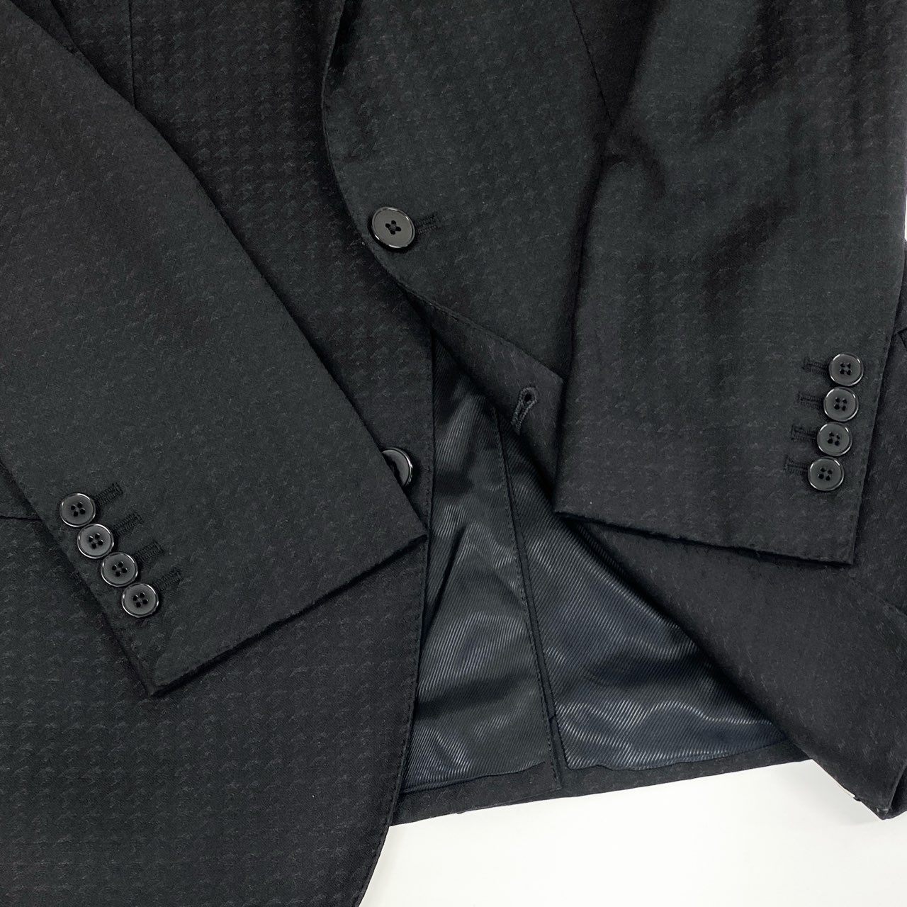 69i26 《美品》DOLCE＆GABBANA ドルチェアンドガッバーナ 3ピース セットアップ スーツ MARTINI 総柄 千鳥格子 G1UKMT 44サイズ ブラック メンズk02i