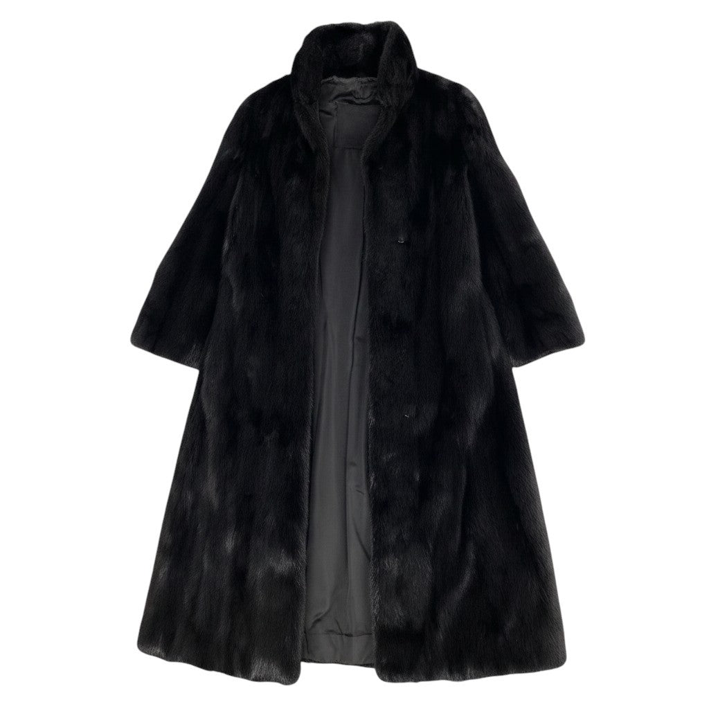 67e13 SAGA MINK サガミンク 銀サガ ダークミンク 超ロングコート 丈110cm サイズ13 ブラック 最高級本毛皮 Mink Fur Long Coatt18r