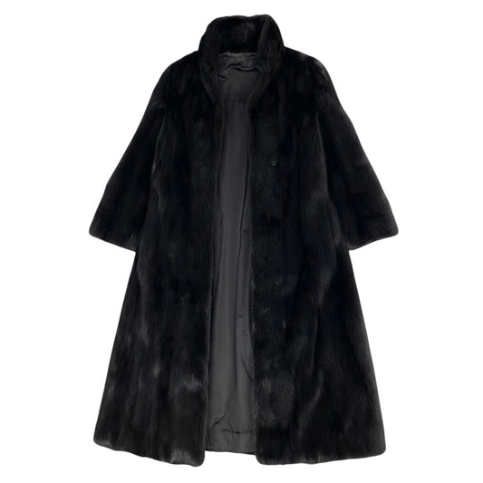 67e13 SAGA MINK サガミンク 銀サガ ダークミンク 超ロングコート 丈110cm サイズ13 ブラック 最高級本毛皮 Mink Fur Long Coatt18r