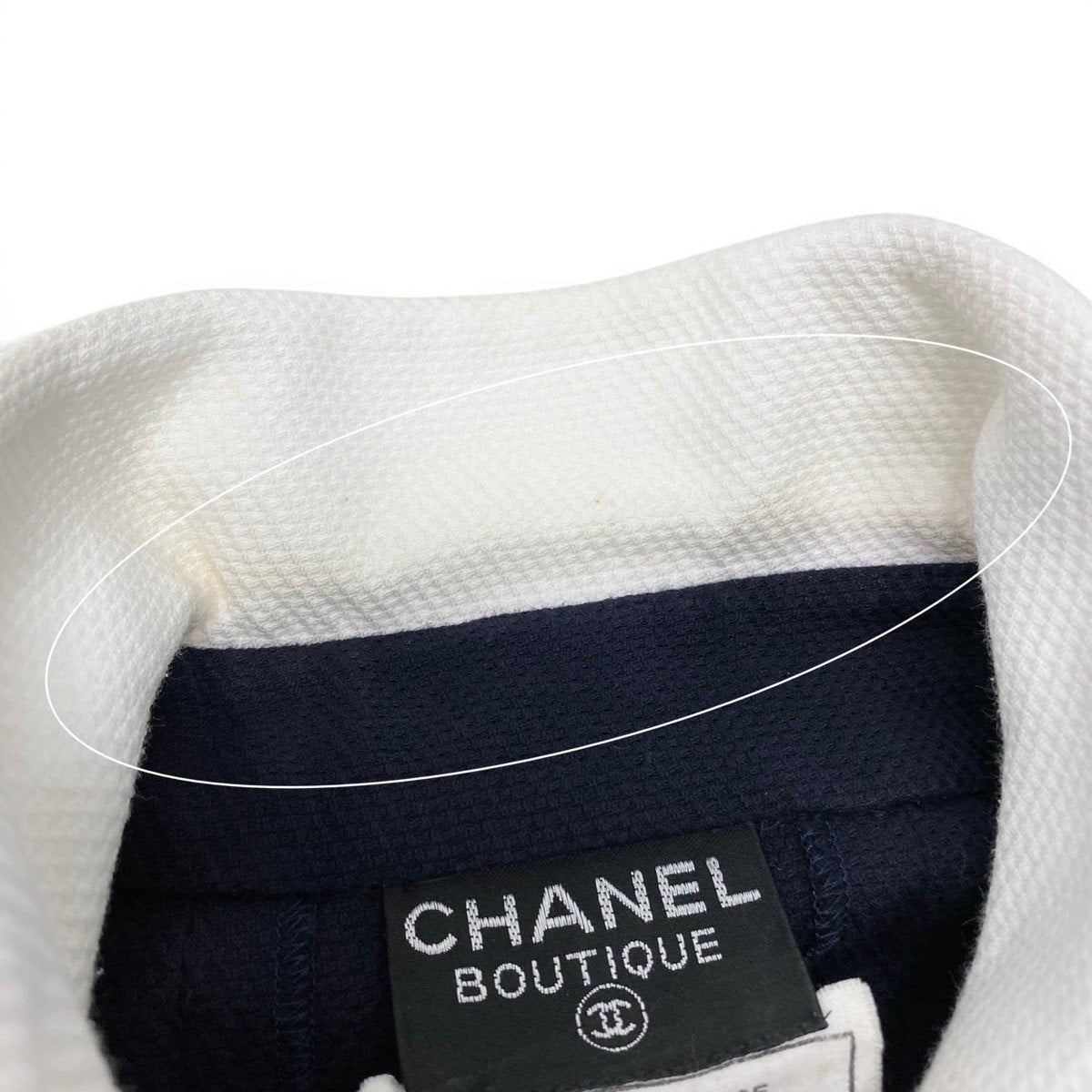 Cg9 CHANEL 1993 ランウェイ ココマークボタン ワンピース ドレス フランス製 36サイズ ネイビー ホワイト コットン100％ レディース 女性用ta1