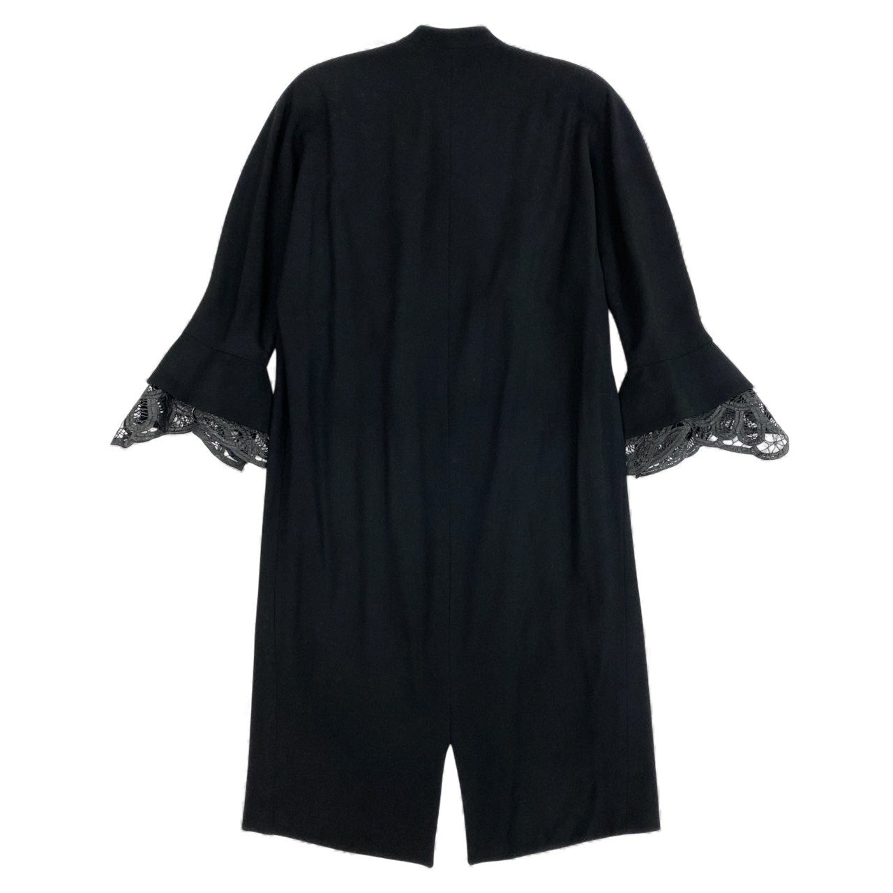 2L12 Vintage GIANFRANCO FERRE ジャンフランコフェレ 薄手コート ロングコート ダブルブレスト レース 変形スリーブ 42 ブラック ウール レディース 女性用 イタリア製u02t