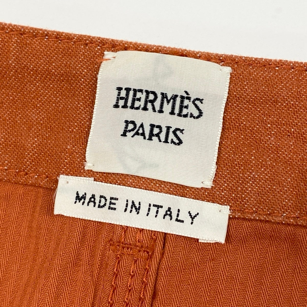 Ef27 【美品】 HERMES エルメス デニムスカート ミニスカート ステッチ サイズ38 オレンジ レディースk02i