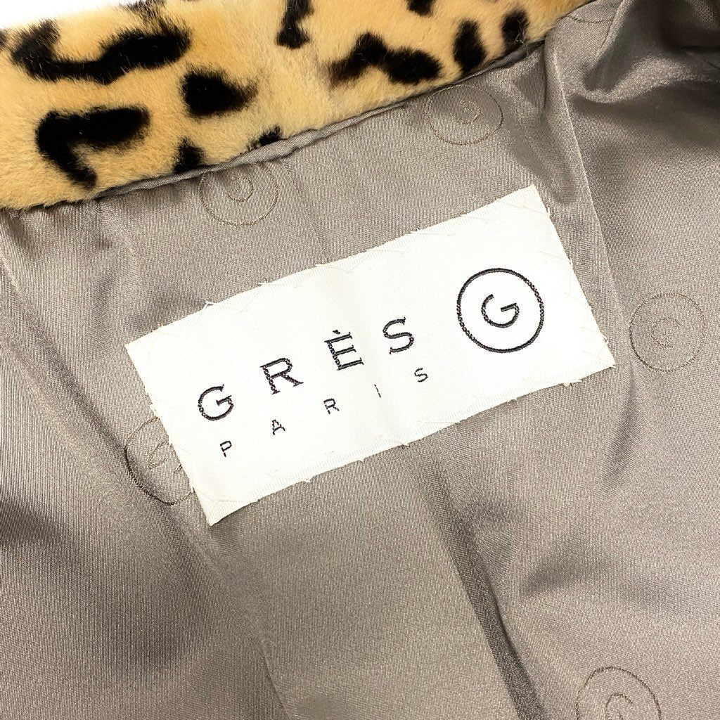 16l27 GRES グレ シェアードファー レオパード柄 ロングコート サイズF 本毛皮 LEOPARD FUR COAT ヒョウ柄t18r