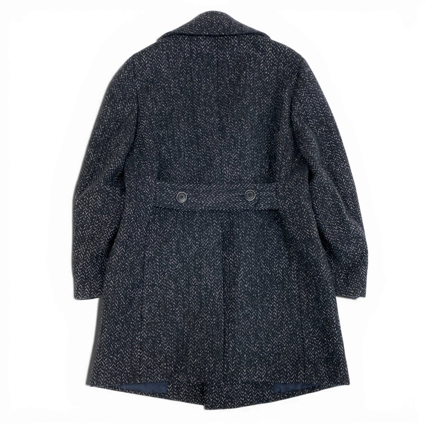 36L19 Bruciare ブルチアーレ ダブルブレストジャケット ヘリンボーン Bottoli ボットーリ生地 44 ブラック メンズ 紳士服o07t