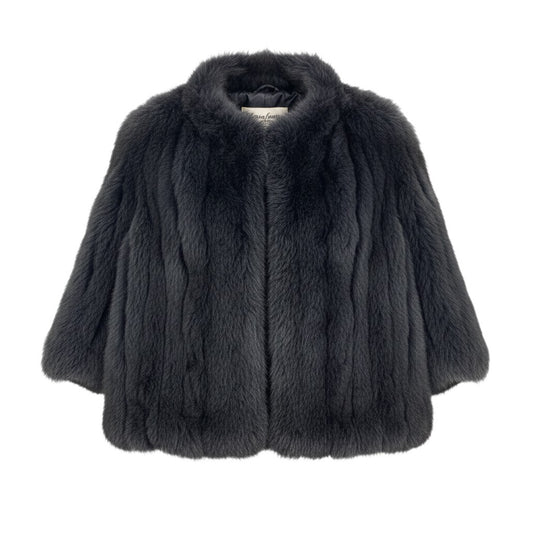 52f10 SAGA FOX サガフォックス 金サガ 最高級 染めフォックスファーコート サイズF ブラック 本毛皮 Fox Fur Coatt18r
