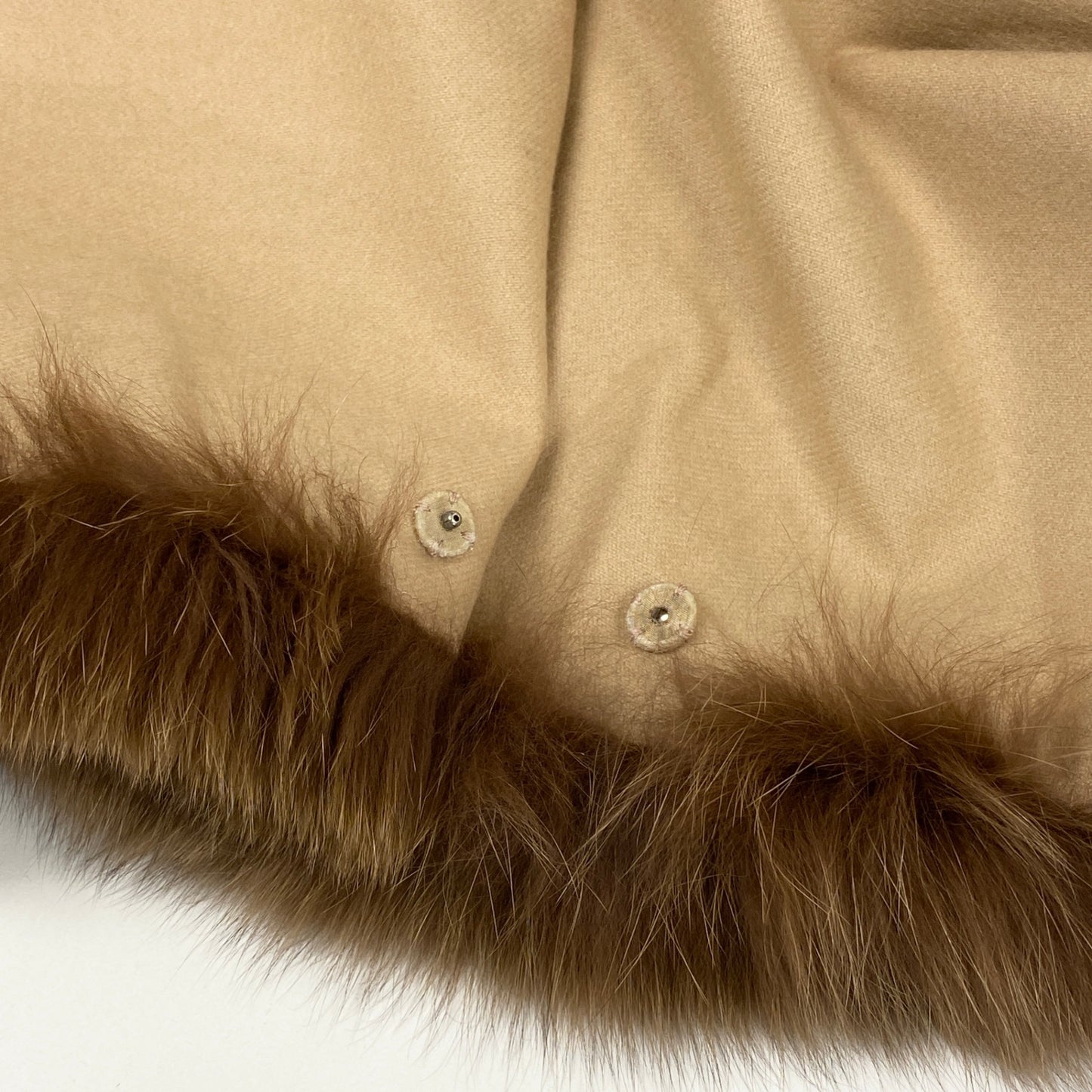 12L15 PIERRE BALMAIN ピエールバルマン カネボウ 総カシミア ポンチョ ケープコート アウター フォックスファー キャメルブラウン カシミア レディース 女性用k02i