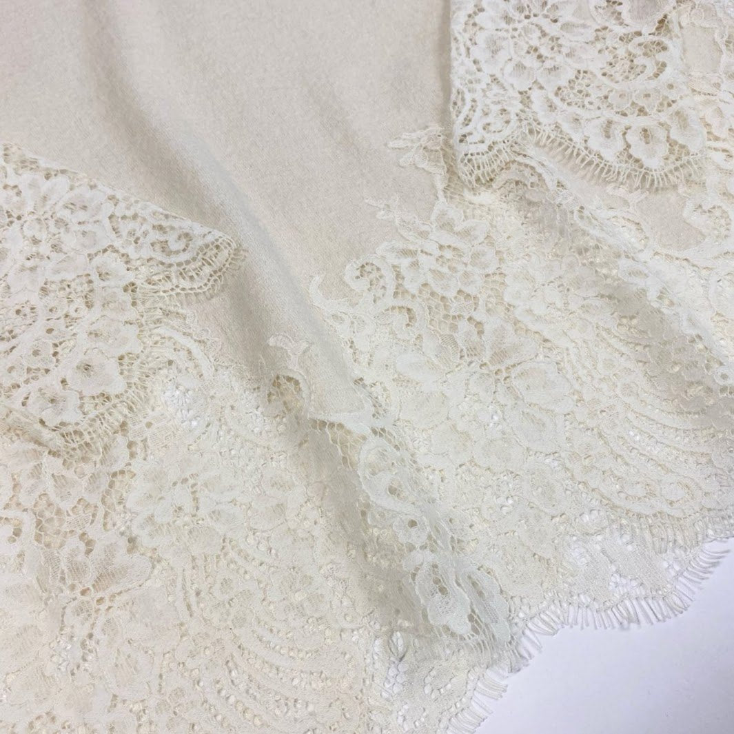 85k4 Ermanno Scervino エルマンノ シェルヴィーノ 大きいサイズ イタリア製 カシミヤ混 レースデザイン 長袖 ニットセーター トップス プルオーバー 44 XLサイズ相当 ホワイト ウール シルク カシミア レディースo07t