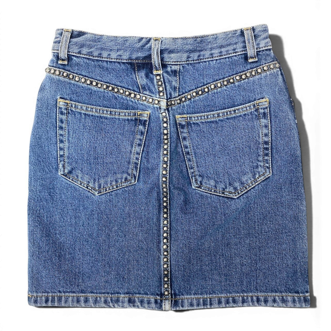 Ee27 SAINTLAURENT サンローラン スタッズ デニム ミニスカート サイズ24 インディゴブルー コットン100％ レディース 女性服u02t