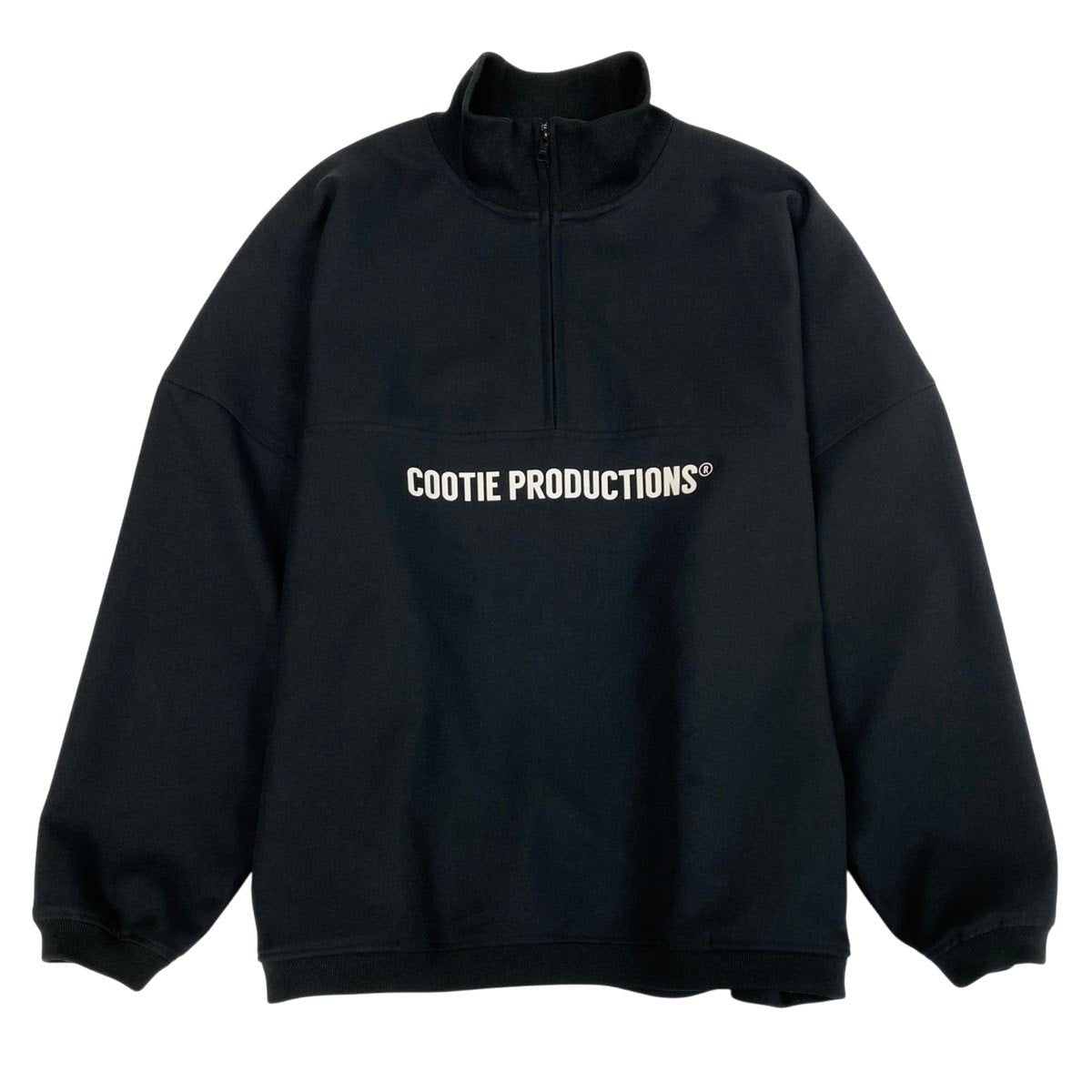 52f29 COOTIE PRODUCTIONS クーティー 21aw Poyester Twill Half Zip L/S Tee ツイルハーフジップ プルオーバー サイズL ブラック ポリエステル100％ メンズ 紳士服o07t