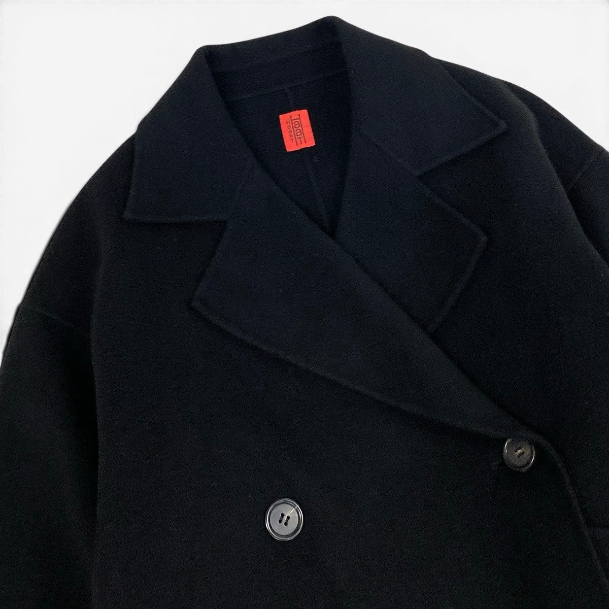 Af27 ISSEY MIYAKE Haat イッセイミヤケ ハート ダブルブレスト ロングコート HA93FA710 サイズ2 ブラック ウール100％ レディースo07t