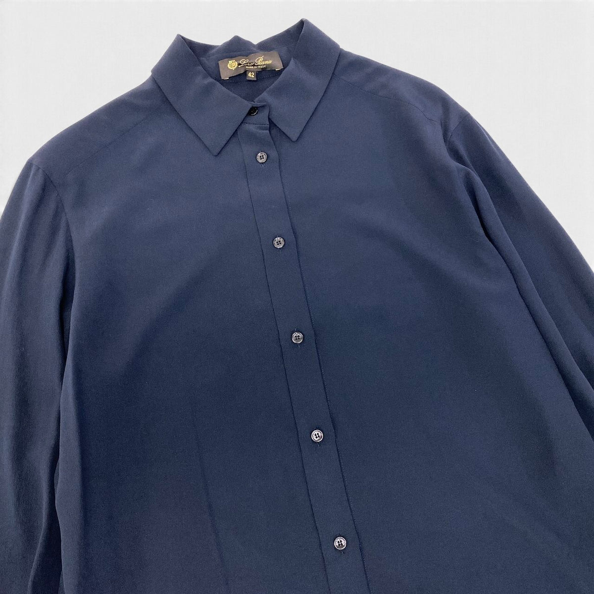 19i26 《極美品》 Lolo Piana ロロピアーナ 長袖ワンピース 薄手 シルクワンピース シフォン イタリア製 ボーダー 42 ブラック ベージュ  シルク100％ レディース 女性用u02t